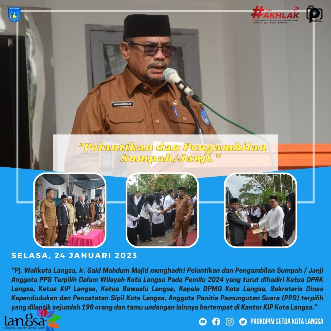 Pelantikan dan Pengambilan Sumpah/Janji Anggota Panitia Pemungutan Suara (PPS).