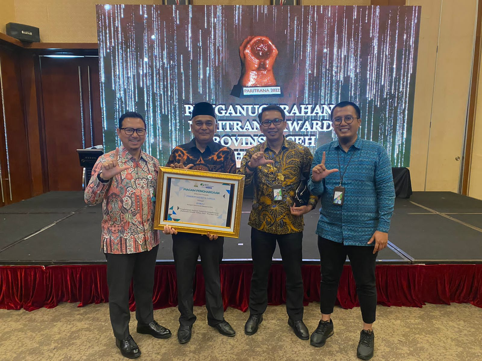 Kota Langsa Meraih Juara 1 Penghargaan Jaminan Sosial Ketenagakerjaan (PARITRANA) Awards Provinsi Aceh Tahun 2022.