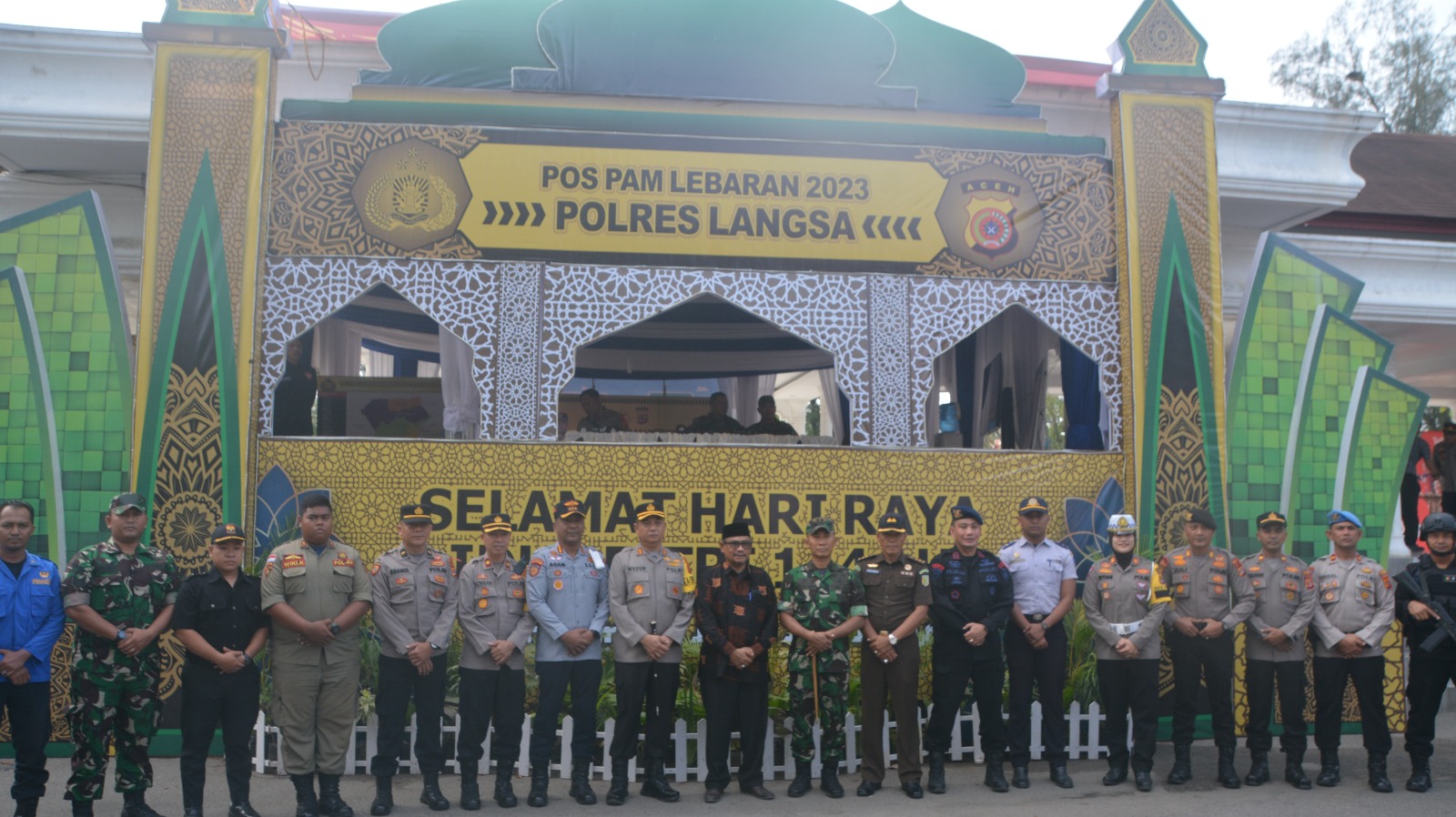 Pj. Walikota Langsa bersama Unsur Forkopimda Meninjau Posko Pengamanan Mudik dan Perayaan Lebaran Idul Fitri 1444 H.